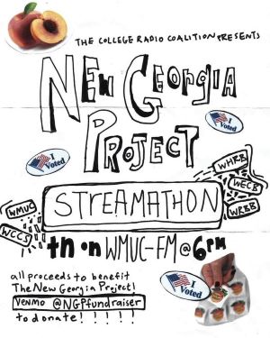 Graphic announcing a multi-radio station fundraiser for The New Georgia Project