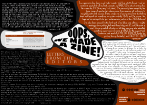 Letters to the editor spread in community zine